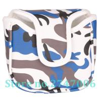 1pc Golf Club Square Mallet Putter Head Cover Synthetic Leather with Blue Camouflage Print and Magnet Golf Putter Cover