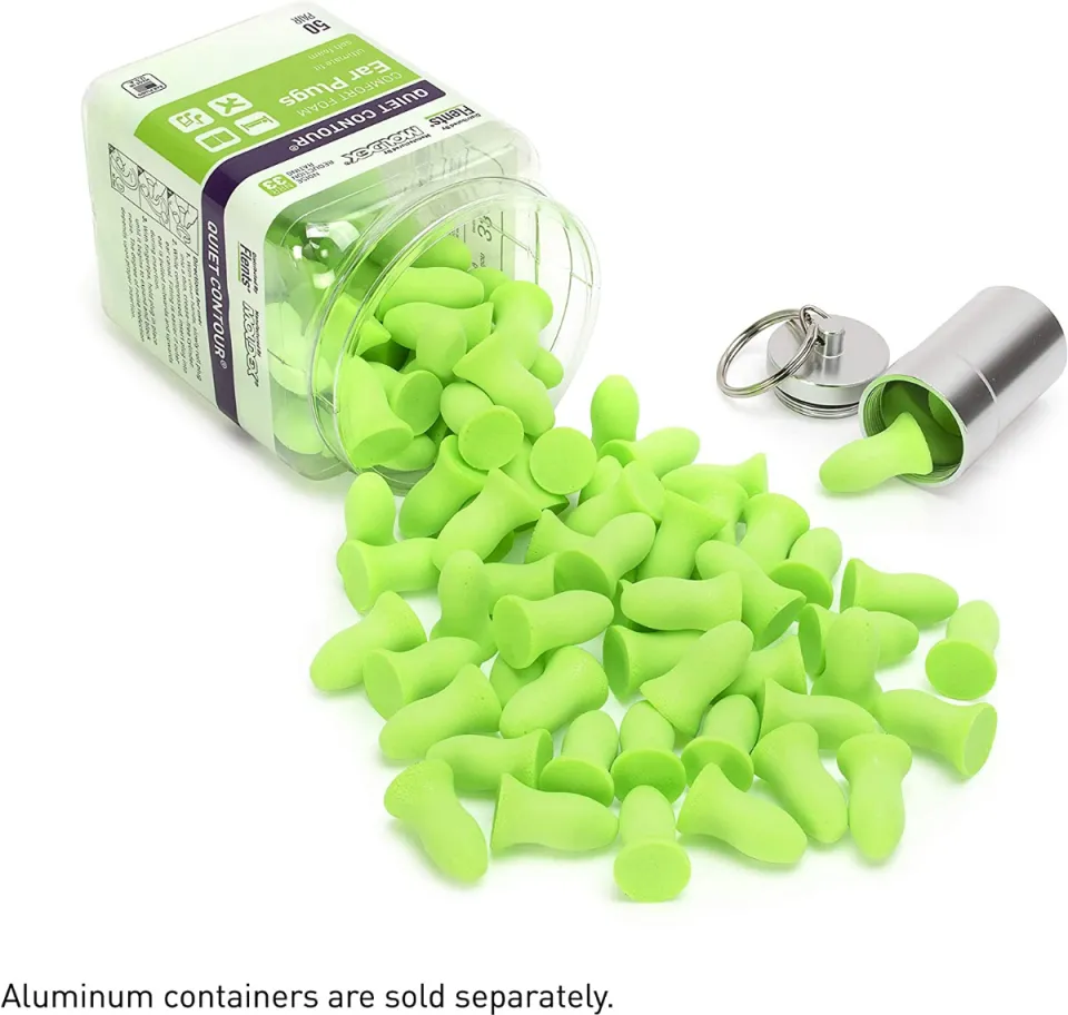 Flents Foam Ear Plugs, 10 Pair with Case for Sleeping, Snoring, Loud Noise,  Traveling, Concerts, Construction, & Studying, NRR 33, Green, Made in the