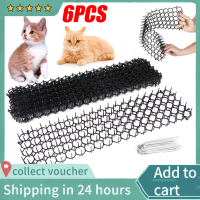 6 Pcs Cat S เสื่อแมวด้วย Spikes,เครื่องไล่แมว Mat,แบน Prickle Strip Dig Stopper, Anti เสื่อแมวแมวในร่มยับยั้งพรมกลางแจ้งสำหรับรั้ว,