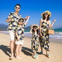 【CC】 New Matching Outfits Mother-daughter Floral Father-son T-shirts And Shorts Beach Vacation Couple Wear