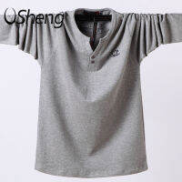 VSheng เสื้อยืดแขนยาว M To 6XL ขนาดใหญ่สำหรับผู้ชายเสื้อคอวี