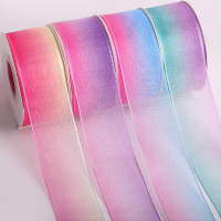 22m/roll Organza Rainbow Ribbon Sheer Ribbons for Gift Wrapping Crafts Floral Bow DIY Decorations 25mm/40mm Gift Wrapping  Bags