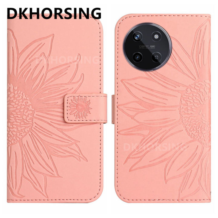 dkhorsing-เคสแฟชั่นลายดอกอาทิตย์สำหรับ-realme-11-4g-5g-11-nfc-11-pro-11-pro-2023ใหม่เคสโทรศัพท์หนังกระเป๋าเงินแบบกลับด้านได้-realme11-nfc-กระเป๋าเก็บบัตรปกหลัง-realme11-pro