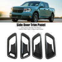 4PCS ที่จับประตูด้านใน Trim แผงคาร์บอนไฟเบอร์สไตล์ไดรฟ์ด้านซ้ายสำหรับ Ford Maverick Pickup 2022 +