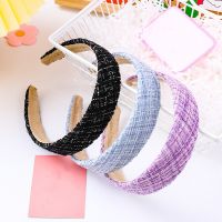 Elegant Tweed Headbands For Women Retro Turban French Hairbands Wide Head Bands Lady Head Hoop Fashion Tiara Hair Accessories