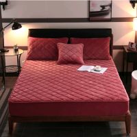 Plush Thicken Quilted Mattress Cover Warm Soft Crystal Cotton Bedsheet Quilted Bed Fitted Sheet (Need order pillowcases)