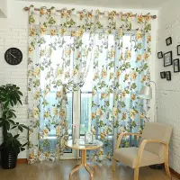 Glass Door Decorative Curtain Bedroom Voile Curtain Tulle with Lace Ham Pendants French Window Drape Sheer