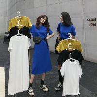 COD SDFGERTYTRRT Women Fashion Casual Loose Summer Round Neck Short Sleeves Midi Dress