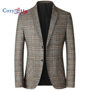 Cozy Up Men s Casual Suit Slim Fit Plaid Batik Single Row Two Buttons