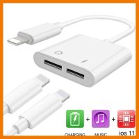HOT!!ลดราคา Dual Lightning Audio &amp; Charge Adapter ชาร์จ ฟังเพลง ในเวลาเดียวกัน สำหรับ iphone 7 / 7 Plus / 8 /8PLUS / X ##ที่ชาร์จ แท็บเล็ต ไร้สาย เสียง หูฟัง เคส Airpodss ลำโพง Wireless Bluetooth โทรศัพท์ USB ปลั๊ก เมาท์ HDMI สายคอมพิวเตอร์