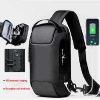 Mens Waterproof USB Oxford Crossbody Bag Anti-theft Shoulder Sling Multifunction Short Travel Messenger Chest Pack For Male