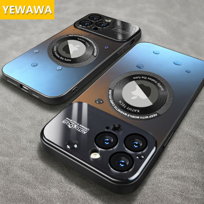 YEWAWA เคสแบบบางเนื้อด้านหรูหรา Magsafe สำหรับ IPhone 14 Pro Max 13 12 Pro Max Plus เลนส์กระจกปกป้องชาร์จไร้สายฝาแม่เหล็ก