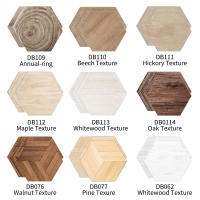 Funlife 10 Pcs Whitewood Beech Maple Oak Walnut Hickory Texture Hexagon Ground Stickers Waterproof Self-Adhesive Wall Sticker DB