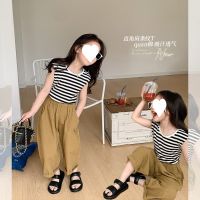 [COD] suit summer striped vest trousers anti-mosquito little girl Korean version two-piece foreign style top baby