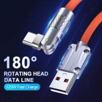 3Pcs 180 ° การหมุน120W Super Fast สายชาร์จแบบพกพา Bold ข้อมูลแบบพกพา Bold Liquid ซิลิโคนสายข้อมูลสำหรับ Xiaomi 12T Realme 10 Pro Plus โทรศัพท์มือถือ