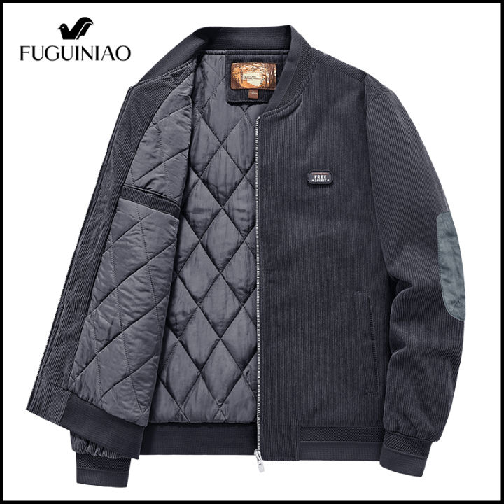fuguiniao-corduroy-เสื้อแจ็คเก็ตสำหรับกิจกรรมกลางแจ้งของผู้ชายผู้ชายแฟชั่นแจ็คเก็ตน้ำหนักเบา