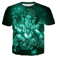 ผู้ชายฤดูร้อนของผู้หญิง Ganesha เสื้อยืดช้างหัวฮินดูพระเจ้า3D พิมพ์เสื้อยืด