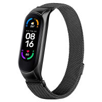 สายนาฬิกาโลหะสำหรับ Xiaomi Mi Band 5/ Xiaomi Mi Band 6สายรัดข้อมือระบายอากาศได้สำหรับ Amazfit Band 5 /Amazfit Band 6สายการทดแทนเหล็กสแตนเลสปรับได้พร้อมหัวเข็มขัดแม่เหล็กสำหรับผู้หญิงและผู้ชาย