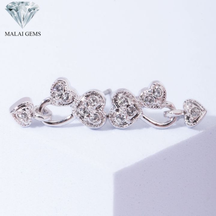 malai-gems-ต่างหูเพชร-เงินแท้-silver-925-เพชรสวิส-cz-เคลือบทองคำขาว-รุ่น21005629-แถมกล่อง-ต่างหูcz-ต่างหูเงินแท้