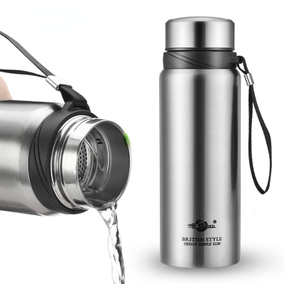 Water Bottle 600 800 1000ml Straight 304 Stainless Steel Vacuum Thermal Flask Thermos Mug with Lid