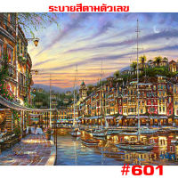 ภาพวาดระบายสีขึงเฟรมไม้พร้อมส่งHOME DIY ภาพวาดสีอะคริลิค ภาพระบายสีตามตัวเลข ขนาด40x50cm