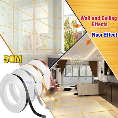 50m Ceramic Floor Wall Seam Sealant Tape Floor Seam Sticker Decor Gold Self Adhesive Wall Tile Floor Tape Sticker Home Decor Adhesives  Tape