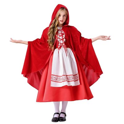ชุดแฟนซีสำหรับเด็กผู้หญิง,ชุดคอสเพลย์ผู้หญิง2023ใหม่คริสต์มาสนิทานสำหรับแสดงละครเวทีเดรสสีแดงชุดปาร์ตี้