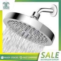 6 inches High Pressure Rain Shower Head with Arm 1-min Installation Polished Chrome Rainfall Showerhead Anti-Clogging Nozzles Showerheads