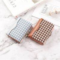 Dompet Koin สไตล์เกาหลีสำหรับผู้หญิงลายเหรียญหนัง PU พับได้สีตัดกัน NEB11หรูหราสไตล์เกาหลี