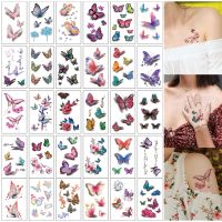 【YF】 30 Sheets 3D Texture Waterproof Colorful Butterfly Temporary Tattoo Stickers