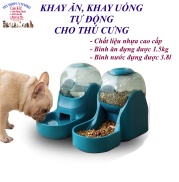 Khay ăn tự động Khay uống tự động cho Chó Mèo dung tích 3.8L Thiết kế hình