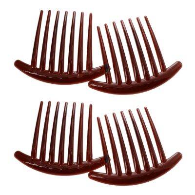 4Pcs Hair Comb Pin Accessories Plastic Women Lady Fashion Brown