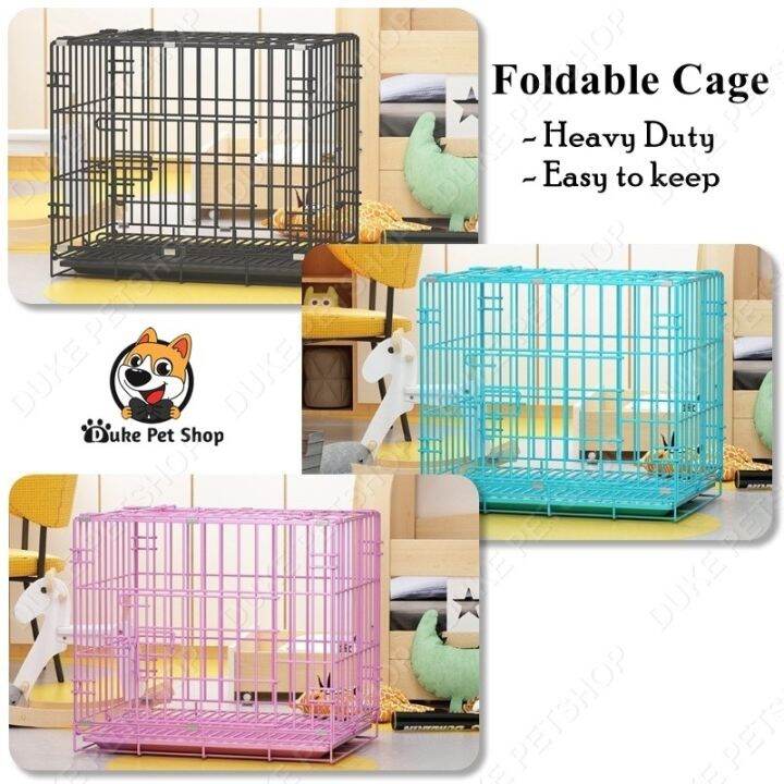 （New product） Dog Cage with Poop Heavy Duty Pet Cages Dog Cat Foldable M L Poop Tray Lazada PH