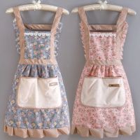 The new canvas apron female household kitchen cooking oil anti-fouling beautiful young princess dress work work to bear or endure dirty