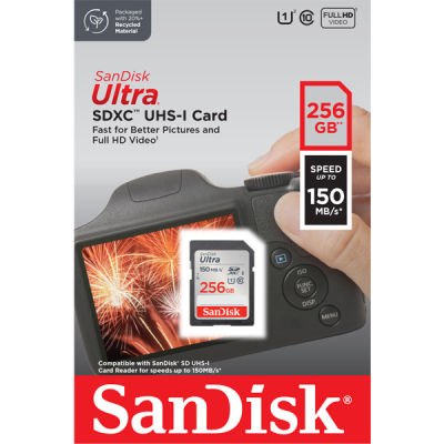 SanDisk Ultra SD Card SDXC UHS-I Memory Card 256GB Speed 150MB/s C10 U1 Full HD (SDSDUNC-256G-GN6IN) เอสดีการ์ด กล้องDSLR