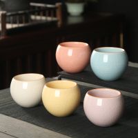 1Pcs Ceramic Tea Bowl Coffee Cup Espresso Mug Porcelain Tea Bowls Chinese Crackle Style Pottery Kung Fu Teacup For Tea Wholesale