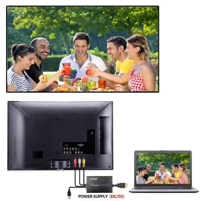 HDMI ถึง AV S-Video ตัวแปลงวิดีโอ CVBS HDMI To SVIDEO + S อะแดปเตอร์ตัวสลับวิดีโอ HD 3RCA PAL/สวิตช์ NTSC สำหรับทีวี PC Blue-Ray DVD