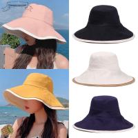 QIEMEIXIANMM เดินทาง ฤดูร้อน ป้องกันรังสียูวี หมวกปีกกว้าง หมวกชาวประมง หมวกผู้หญิง หมวกกันแดด