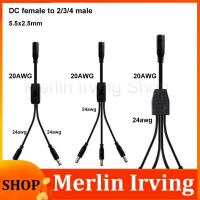 Merlin Irving Shop 20awg 5A 1 DC Female To 2/3/4 way Male Power supply Connector Splitter Cable plug 5.5x2.5mm Cord adapter for LED Strip Camera