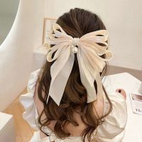 Bow Hairpin Velvet pearl With Clip Women Girls Elegant Bow Tie Hairpins Vintage Temperament Bow Hair Clip Hair Accessories