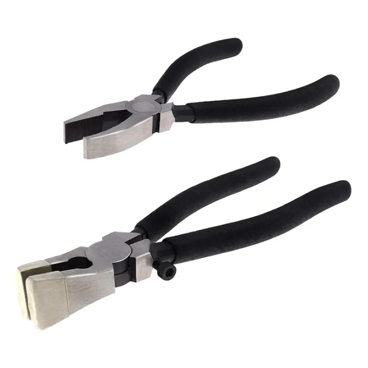 2 Pieces Glass Breaking Pliers with Rubber Tips for Stained Glass