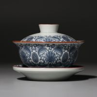 on sales blue-and-white porcelain gaiwan ceramic tureen with cup bowl saucer lid covered tea bowl 120ml