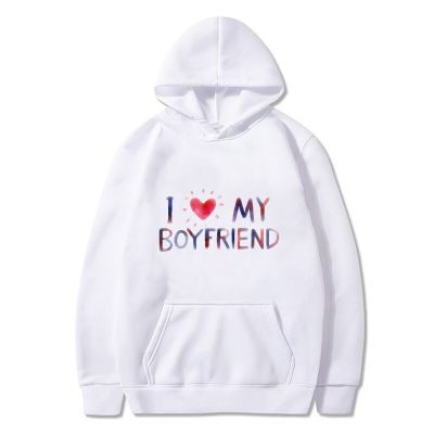 Korean Fashion I Love My Boyfriend Hoodie Women/Men Cartoon Printed Sweatshirt Pullover Y2K Aesthetic Clothes Autumn Winter Tops Size Xxs-4Xl