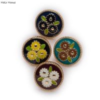 【cw】 5pcs Flower Enamel Metal Button Shank Sewing Scrapbooking Clothing Replace Handmade Craft Accessories Decor Enamel Buttons 18mm ！