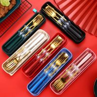 3Pcs Tableware Set Outdoor Household Ultra Portable Cutlery Set Stainless Steel Knife Fork Spoon Chopsticks Travel Camping Carry Flatware Sets