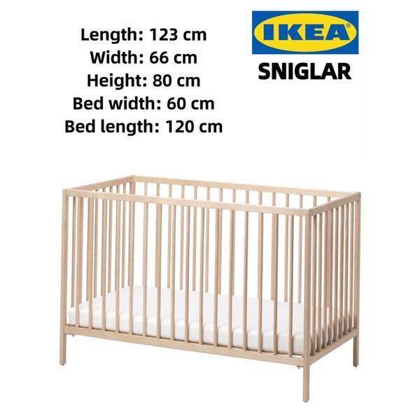 NEW IKEA SNIGLAR Cot beech60x120 cm (baby cot only) Lazada