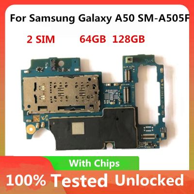 128กิกะไบต์รุ่นอย่างเป็นทางการสำหรับเหมาะสำหรับ Samsung Galaxy A50 A505F A505FN เมนบอร์ดเดิมปลดล็อคบอร์ดตรรกะเมนบอร์ดเต็มชิป64กิกะไบต์