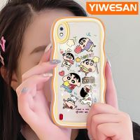 YIWESAN เคส A71 A01 A10ปลอกสำหรับ Samsung ลายการ์ตูนน่ารักดินสอสีชินจันแฟชั่นขอบคลื่นเคสโทรศัพท์แบบใสซิลิโคนนิ่มป้องกันเลนส์กล้องกล่องกันกระแทกเคสโปร่งใสง่าย