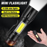 ☸❏ Mini Torch LED Rechargeable Flashlight Portable USB Charging Flashlight High Power Bank Camping Waterproof Long Range Lantern