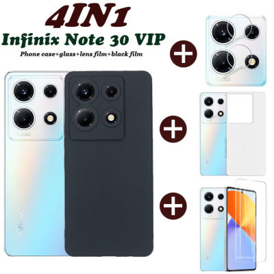 4in1สำหรับ Infinix Note 30 VIP เคสโทรศัพท์ Infinix Note 30เคสโทรศัพท์ซิลิโคนนิ่ม + ฟิล์มกระจกเทมเปอร์ + ฟิล์มเลนส์ + ฝาหลัง